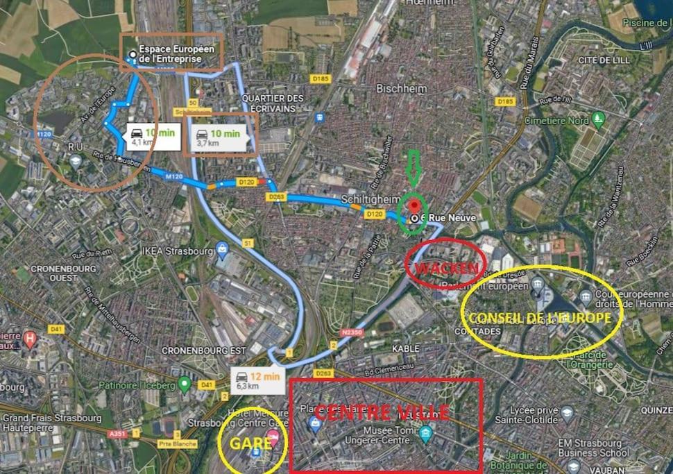T2 - Tram Direct Strasbourg Centre Ville En 11 Min - Parking Gratuit シルティグアイム エクステリア 写真